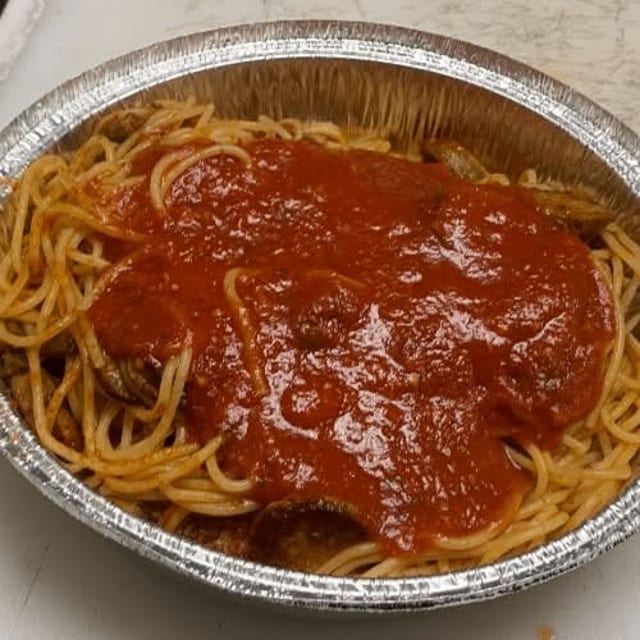 BAKED SPAGHETTI AND SAUSAGE.